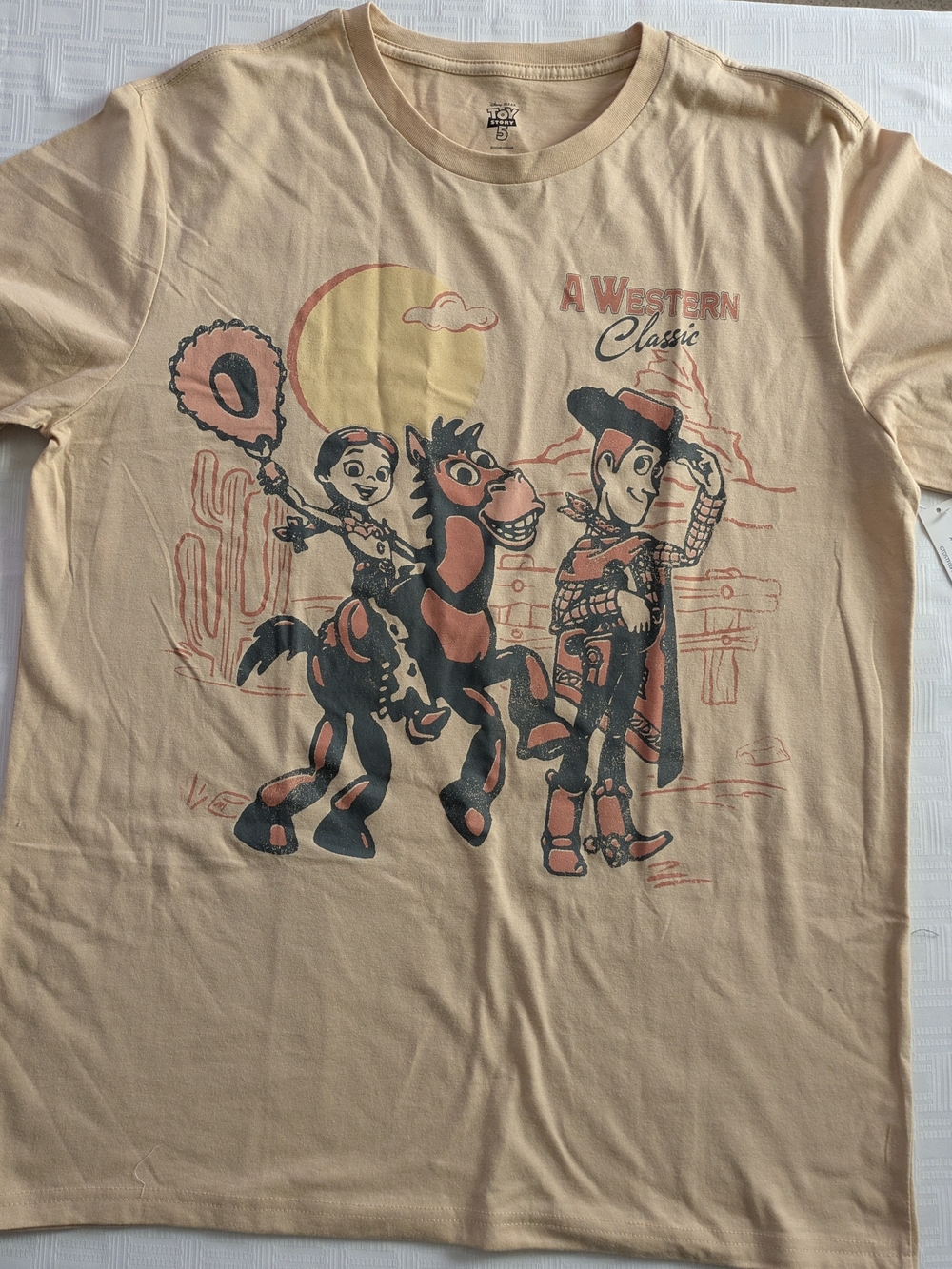 Disney Pixar Toy Story Western Graphic T-Shirt XL Tan NWT Unisex
